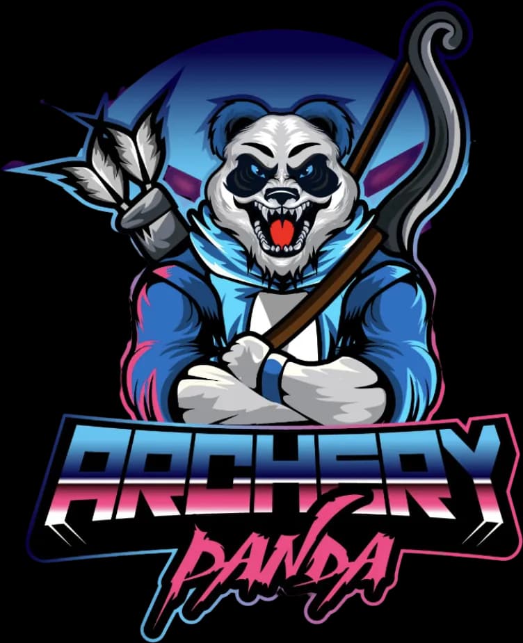 Archery Panda esports logo of a fierce panda in a blue hoodie holding a bow